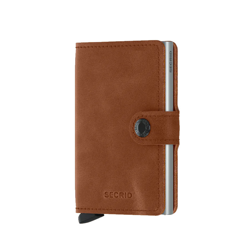 MINIWALLET VINTAGE SECRID - COGNAC & SILVER