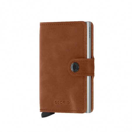 MINIWALLET VINTAGE SECRID - COGNAC & SILVER