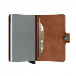 MINIWALLET VINTAGE SECRID - COGNAC & SILVER