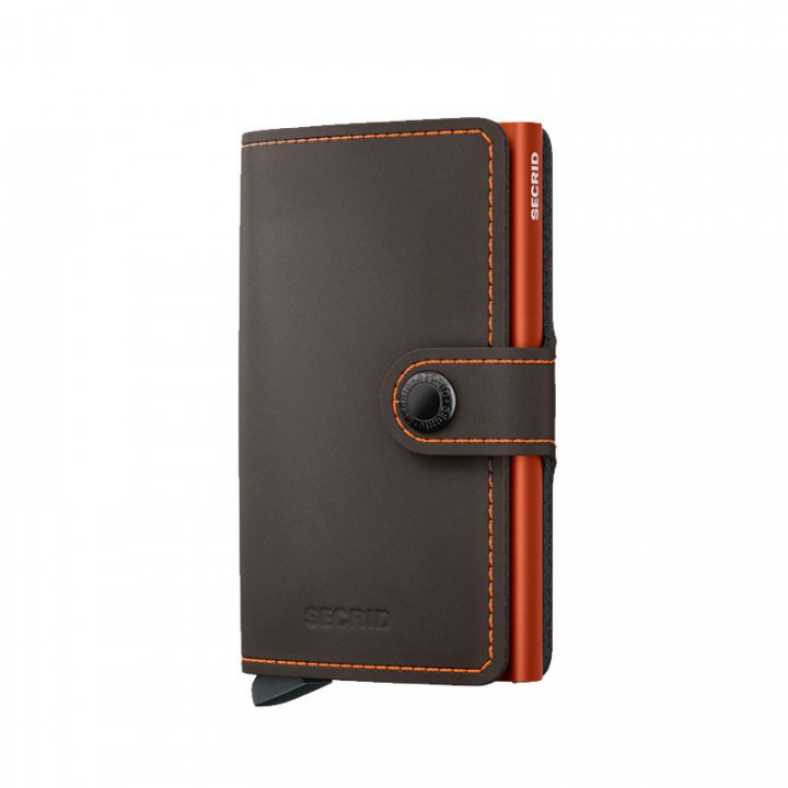 MINIWALLET MATTE SECRID - TRUFFLE & ORANGE