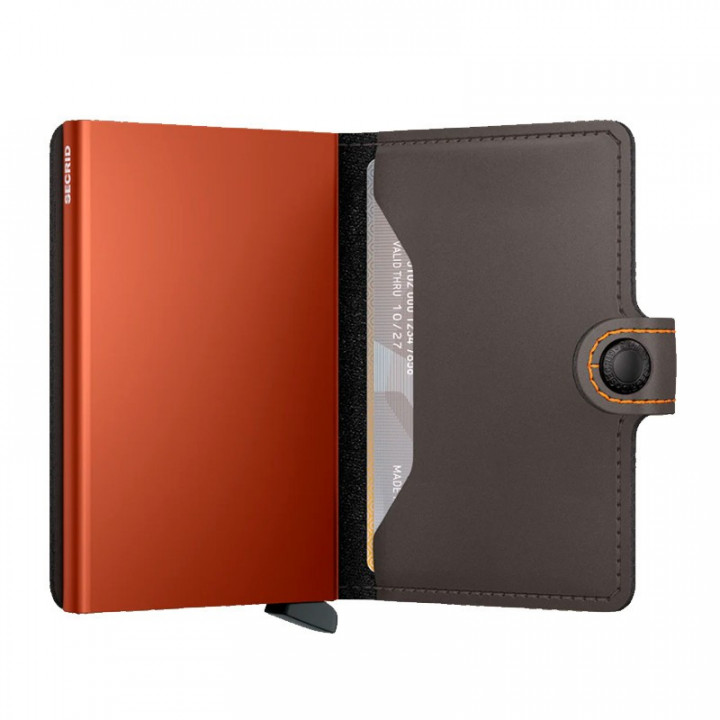 MINIWALLET MATTE SECRID - TRUFFLE & ORANGE