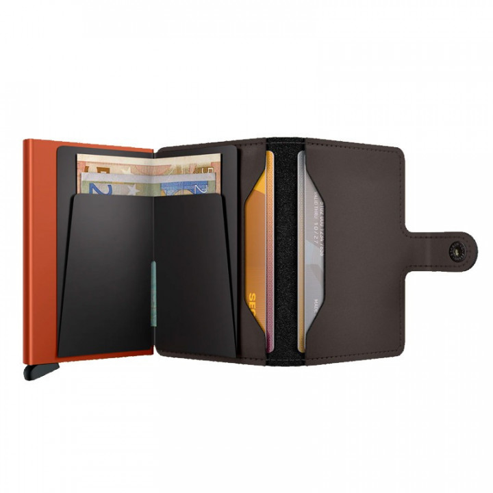 MINIWALLET MATTE SECRID - TRUFFLE & ORANGE