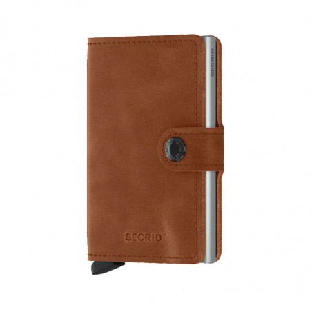MINIWALLET VINTAGE SECRID - COGNAC & SILVER