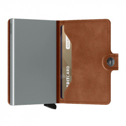 MINIWALLET VINTAGE SECRID - COGNAC & SILVER