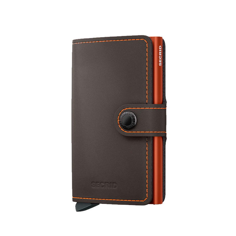 MINIWALLET MATTE SECRID - TRUFFLE & ORANGE