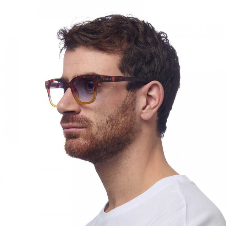 GAFAS GIOVANNI OKKIA - HABANA Y AMARILLO (LENTES AZULES)