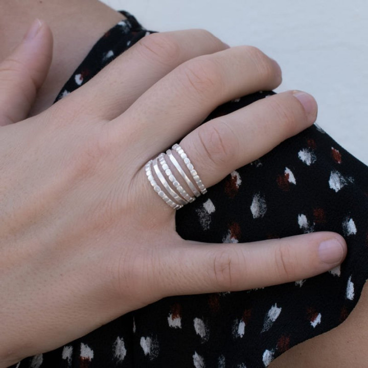 ANILLO CINCO TIRAS CAMU SUSI CALA - PLATA