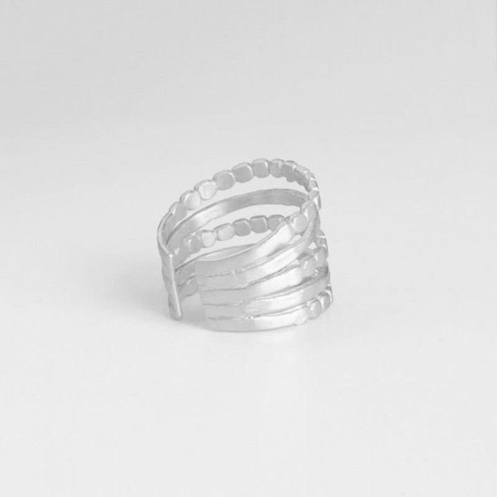 ANILLO CINCO TIRAS CAMU SUSI CALA - PLATA
